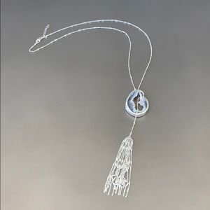 Long adjustable grey stone necklace